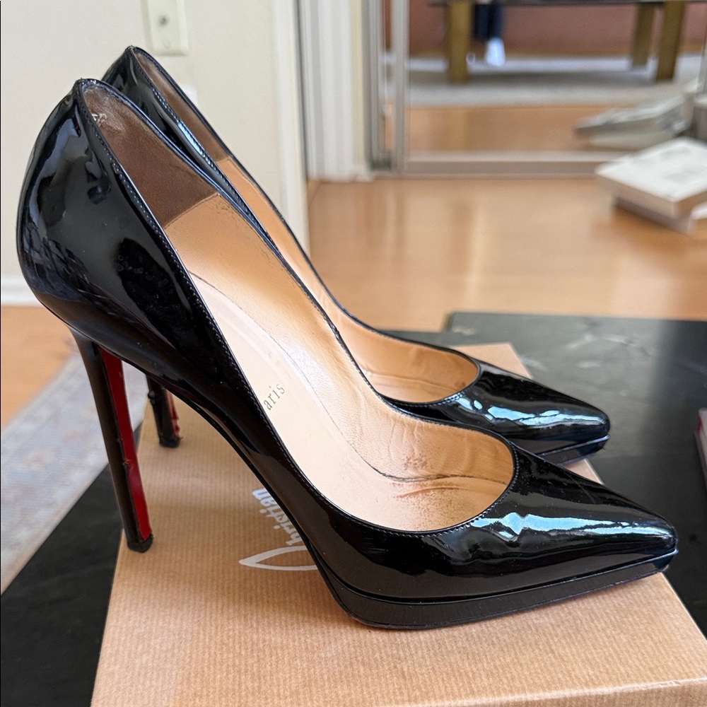 Christian Louboutin Black Patent Leather Pointed Toe Pumps